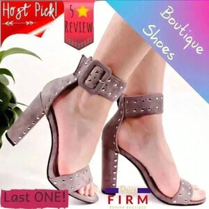 HP | "Sam" Gray Vegan Stud Column Heel